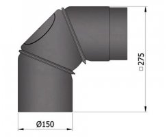 Verstellbarer Bogen 3-teilig 0-90°,Ø150mm, schwarz