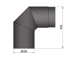 Bogen 2x45°, Ø150mm, schwarz