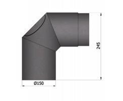 Bogen 2x45°, Ø150mm mit Tür, schwarz