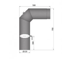 Knierohr 2x45°, Ø120mm, mit Tür & DK 700x500mm, schwarz